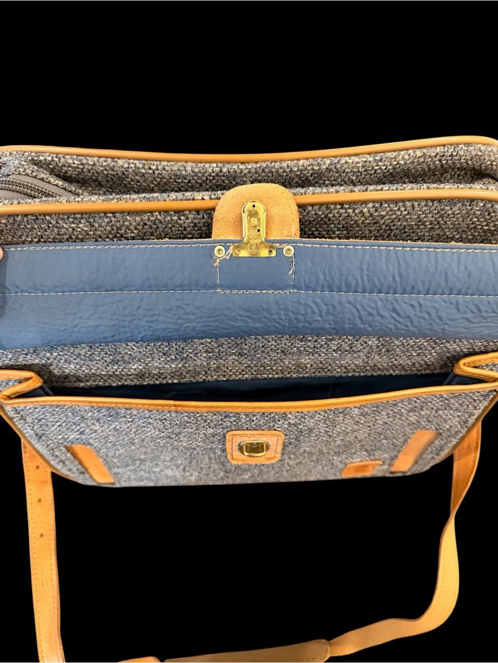 Vintage Hartmann Luggage Tweed & Leather Travel Shoulder Messenger Bag Carry On